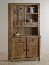 York Solid Oak Small Buffet Table With Hutch