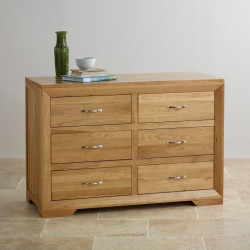 Chamfer Natural Solid Oak 6 Drawers Chest