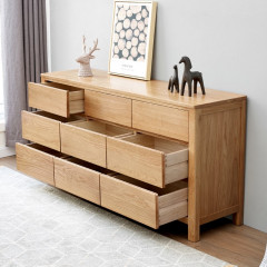 Seattle Natural Solid Oak Chest of 9 Drawers