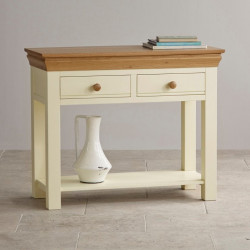 French Cottage Natural Oak and Painted Console Table