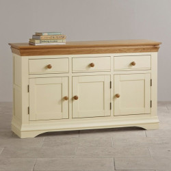 French Cottage Natural Oak and Painted Large Sideboard
