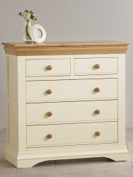 French Cottage Natural Oak and Painted 3+2 Chest of Drawers