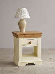 French Cottage Natural Oak and Painted Lamp Table