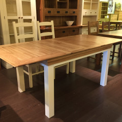 French Cottage Natural Oak and Painting Extendable Dining Table